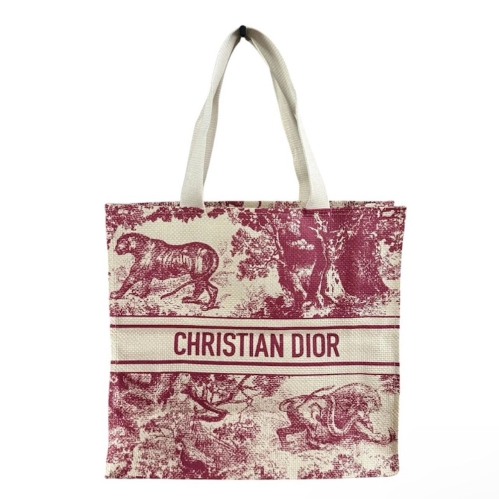 New Christian Dior Straw Dioriviera Tote Bag in Beautiful Red - Picture 3 of 6